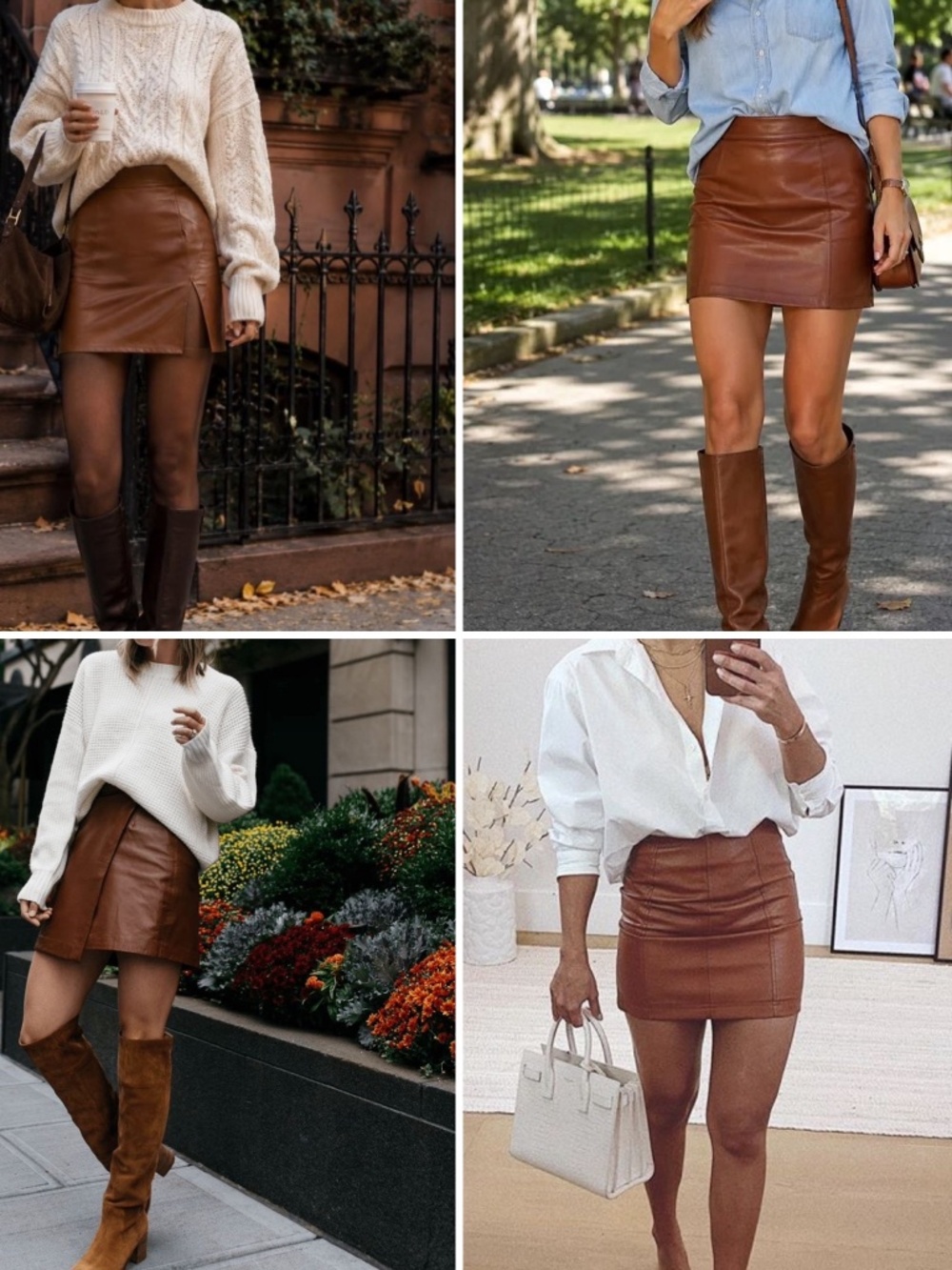 Cognac Brown faux leather skirt